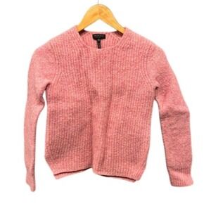 rag & bone Sweater Women's XS Pink Merino Elbow Patch Long Sleeve Knit